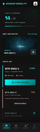 Ruta diaria de lectura de contadores en la PWA del regador